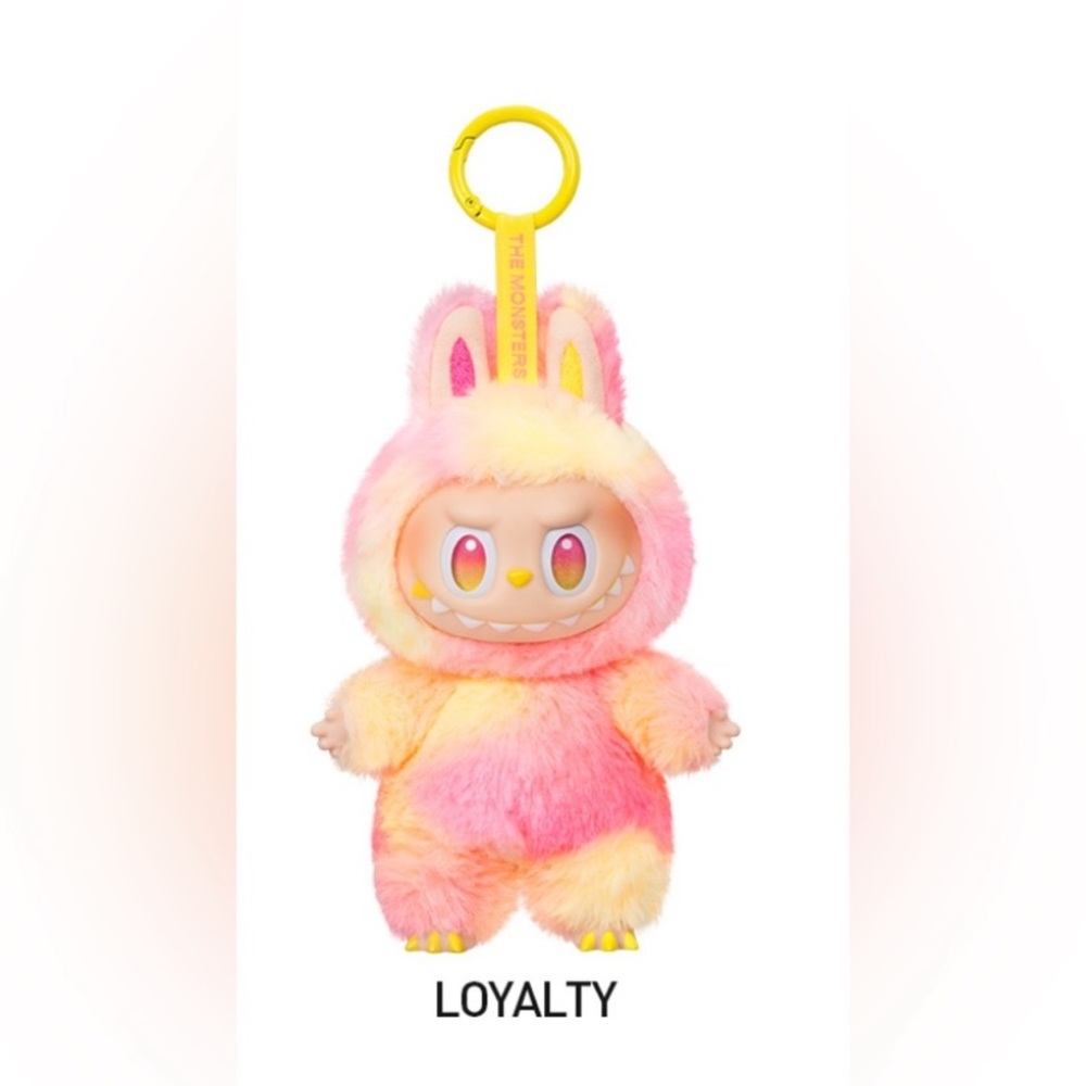 POP MART Big into Energy Loyalty Pink and Yellow Plush Monster Keychain